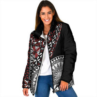 Red Tongan Ngatu Fonulei Pattern Padded Jacket LT9 Women Red - Polynesian Pride