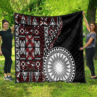 Red Tongan Ngatu Fonulei Pattern Quilt