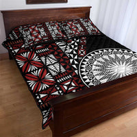 Red Tongan Ngatu Fonulei Pattern Quilt Bed Set