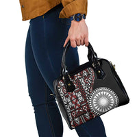 Red Tongan Ngatu Fonulei Pattern Shoulder Handbag