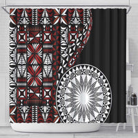 Red Tongan Ngatu Fonulei Pattern Shower Curtain