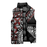 Red Tongan Ngatu Fonulei Pattern Sleeveless Puffer Jacket LT9 - Polynesian Pride