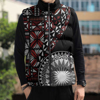 Red Tongan Ngatu Fonulei Pattern Sleeveless Puffer Jacket LT9 - Polynesian Pride