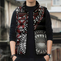 Red Tongan Ngatu Fonulei Pattern Sleeveless Puffer Jacket LT9 - Polynesian Pride