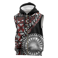 Red Tongan Ngatu Fonulei Pattern Sleeveless Zip Hoodie LT9 Red - Polynesian Pride