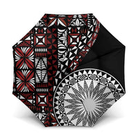 Red Tongan Ngatu Fonulei Pattern Umbrella LT9 One Size Folded 11.42 inch Opened Diameter 37.4 inch Red - Polynesian Pride