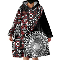Red Tongan Ngatu Fonulei Pattern Wearable Blanket Hoodie