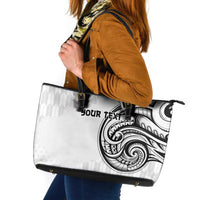 Hawaii and Japanese Culture Personalised Leather Tote Bag With Polynesian Tribal Tattoo Style