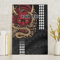 Hawaii and Japanese Oni Mask Personalised Canvas Wall Art Kakau Pattern Dark Art Style LT9 Without Frame Black - Polynesian Pride