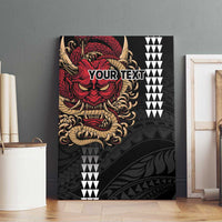 Hawaii and Japanese Oni Mask Personalised Canvas Wall Art Kakau Pattern Dark Art Style LT9 - Polynesian Pride