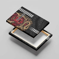 Hawaii and Japanese Oni Mask Personalised Canvas Wall Art Kakau Pattern Dark Art Style LT9 - Polynesian Pride