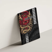 Hawaii and Japanese Oni Mask Personalised Canvas Wall Art Kakau Pattern Dark Art Style LT9 - Polynesian Pride