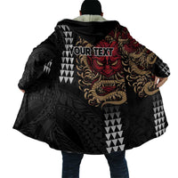 Hawaii and Japanese Oni Mask Personalised Cloak Kakau Pattern Dark Art Style - Polynesian Pride