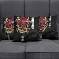 Hawaii and Japanese Oni Mask Personalised Pillow Cover Kakau Pattern Dark Art Style - Polynesian Pride
