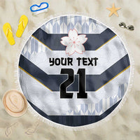 Japan Pacific Rugby 2022-23 Custom Beach Blanket Black Sakura Japanese Wave Pattern LT9 One Size 150cm Black - Polynesian Pride