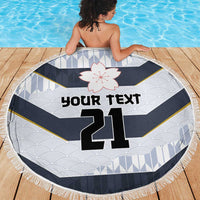 Japan Pacific Rugby 2022-23 Custom Beach Blanket Black Sakura Japanese Wave Pattern LT9 - Polynesian Pride