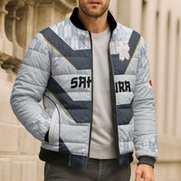Japan Pacific Rugby 2022-23 Custom Bomber Puffer Jacket Black Sakura Japanese Wave Pattern LT9 - Polynesian Pride