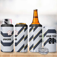 Japan Pacific Rugby 2022-23 Custom 4 in 1 Can Cooler Tumbler Black Sakura Japanese Wave Pattern LT9 - Polynesian Pride
