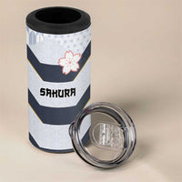 Japan Pacific Rugby 2022-23 Custom 4 in 1 Can Cooler Tumbler Black Sakura Japanese Wave Pattern LT9 - Polynesian Pride