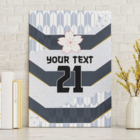 Japan Pacific Rugby 2022-23 Custom Canvas Wall Art Black Sakura Japanese Wave Pattern LT9 Without Frame Black - Polynesian Pride
