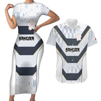 Japan Pacific Rugby 2022-23 Custom Couples Matching Short Sleeve Bodycon Dress and Hawaiian Shirt Black Sakura Japanese Wave Pattern LT9 Black - Polynesian Pride