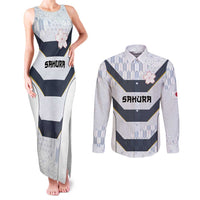 Japan Pacific Rugby 2022-23 Custom Couples Matching Tank Maxi Dress and Long Sleeve Button Shirt Black Sakura Japanese Wave Pattern LT9 Black - Polynesian Pride