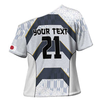 Japan Pacific Rugby 2022-23 Custom Cross Shoulder Shirt Black Sakura Japanese Wave Pattern LT9 - Polynesian Pride