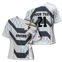 Japan Pacific Rugby 2022-23 Custom Cross Shoulder Shirt Black Sakura Japanese Wave Pattern LT9 - Polynesian Pride