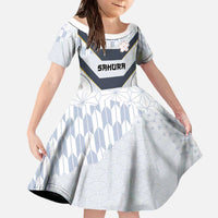 Japan Pacific Rugby 2022-23 Custom Family Matching Off The Shoulder Long Sleeve Dress and Hawaiian Shirt Black Sakura Japanese Wave Pattern