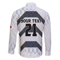 Japan Pacific Rugby 2022-23 Custom Family Matching Off The Shoulder Long Sleeve Dress and Hawaiian Shirt Black Sakura Japanese Wave Pattern