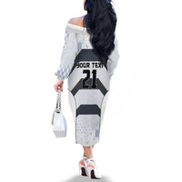 Japan Pacific Rugby 2022-23 Custom Family Matching Off The Shoulder Long Sleeve Dress and Hawaiian Shirt Black Sakura Japanese Wave Pattern