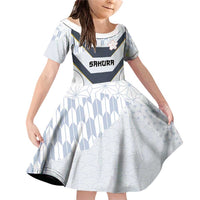 Japan Pacific Rugby 2022-23 Custom Family Matching Off Shoulder Short Dress and Hawaiian Shirt Black Sakura Japanese Wave Pattern LT9 Daughter's Dress Black - Polynesian Pride