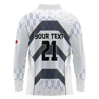 Japan Pacific Rugby 2022-23 Custom Long Sleeve Polo Shirt Black Sakura Japanese Wave Pattern