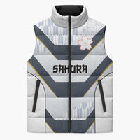 Japan Pacific Rugby 2022-23 Custom Sleeveless Puffer Jacket Black Sakura Japanese Wave Pattern LT9 Unisex Black - Polynesian Pride