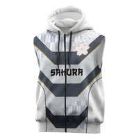 Japan Pacific Rugby 2022-23 Custom Sleeveless Zip Hoodie Black Sakura Japanese Wave Pattern LT9 Black - Polynesian Pride