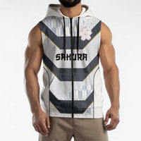 Japan Pacific Rugby 2022-23 Custom Sleeveless Zip Hoodie Black Sakura Japanese Wave Pattern LT9 - Polynesian Pride