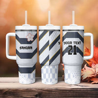 Japan Pacific Rugby 2022-23 Custom Tumbler With Handle Black Sakura Japanese Wave Pattern