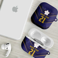 Japan Pacific Rugby 2022-23 Custom AirPods Case Blue Sakura Japanese Wave Pattern LT9 - Polynesian Pride