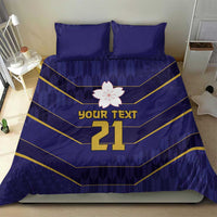 Japan Pacific Rugby 2022-23 Custom Bedding Set Blue Sakura Japanese Wave Pattern