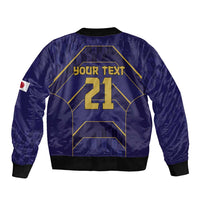 Japan Pacific Rugby 2022-23 Custom Bomber Jacket Blue Sakura Japanese Wave Pattern