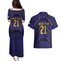 Japan Pacific Rugby 2022-23 Custom Couples Matching Puletasi and Hawaiian Shirt Blue Sakura Japanese Wave Pattern LT9 - Polynesian Pride