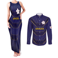 Japan Pacific Rugby 2022-23 Custom Couples Matching Tank Maxi Dress and Long Sleeve Button Shirt Blue Sakura Japanese Wave Pattern LT9 Blue - Polynesian Pride