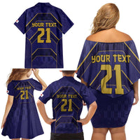 Japan Pacific Rugby 2022-23 Custom Family Matching Off Shoulder Short Dress and Hawaiian Shirt Blue Sakura Japanese Wave Pattern LT9 - Polynesian Pride