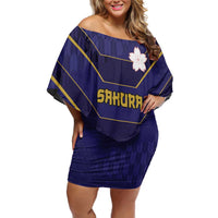 Japan Pacific Rugby 2022-23 Custom Family Matching Off Shoulder Short Dress and Hawaiian Shirt Blue Sakura Japanese Wave Pattern LT9 Mom's Dress Blue - Polynesian Pride