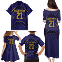 Japan Pacific Rugby 2022-23 Custom Family Matching Puletasi and Hawaiian Shirt Blue Sakura Japanese Wave Pattern LT9 - Polynesian Pride