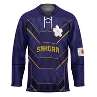 Japan Pacific Rugby 2022-23 Custom Hockey Jersey Blue Sakura Japanese Wave Pattern LT9 Unisex Blue - Polynesian Pride