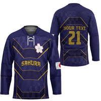 Japan Pacific Rugby 2022-23 Custom Hockey Jersey Blue Sakura Japanese Wave Pattern LT9 - Polynesian Pride
