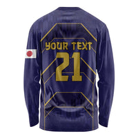 Japan Pacific Rugby 2022-23 Custom Long Sleeve Shirt Blue Sakura Japanese Wave Pattern LT9 - Polynesian Pride