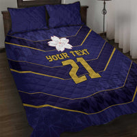 Japan Pacific Rugby 2022-23 Custom Quilt Bed Set Blue Sakura Japanese Wave Pattern