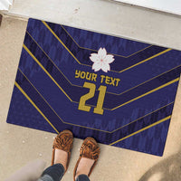 Japan Pacific Rugby 2022-23 Custom Rubber Doormat Blue Sakura Japanese Wave Pattern LT9 - Polynesian Pride